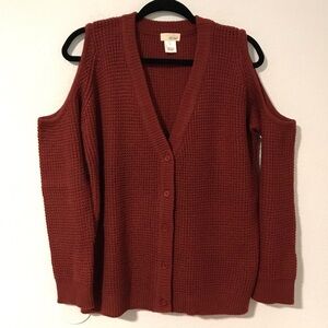 Wet Seal Open-Shoulder Button Cardigan